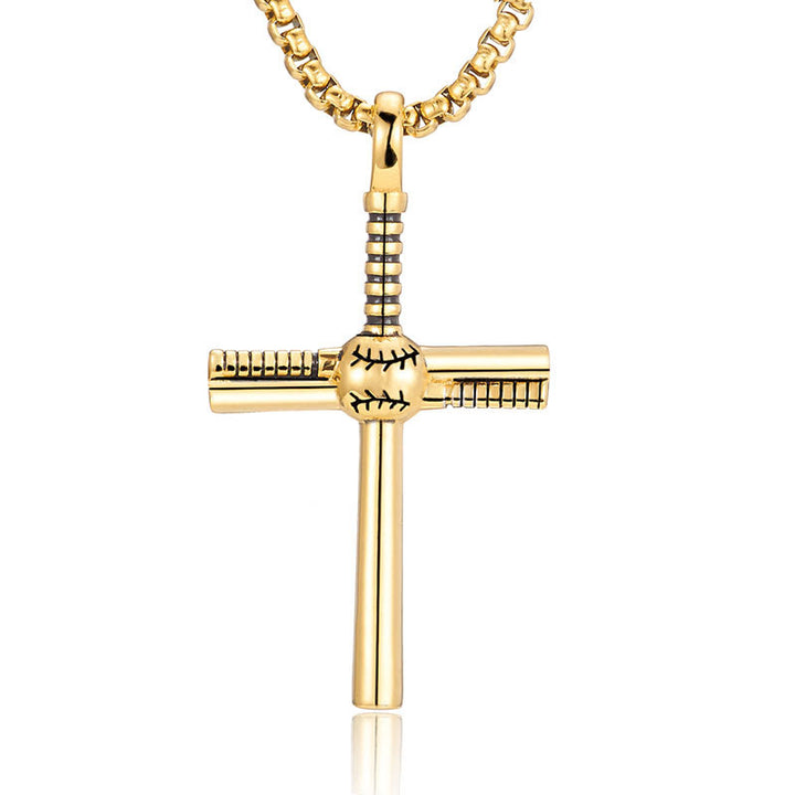 Christianartworkshop Baseball Motif Cross Pendant: Faith & Passion for Daily Wear - Golden - image 2