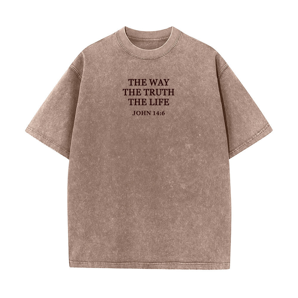 Christianartworkshop Jesus is The Way The Truth The Life - John 14:6 Washed T-Shirt - Brown - 4XL - image 8
