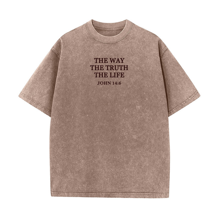 Christianartworkshop Jesus is The Way The Truth The Life - John 14:6 Washed T-Shirt - Brown - 4XL - image 8