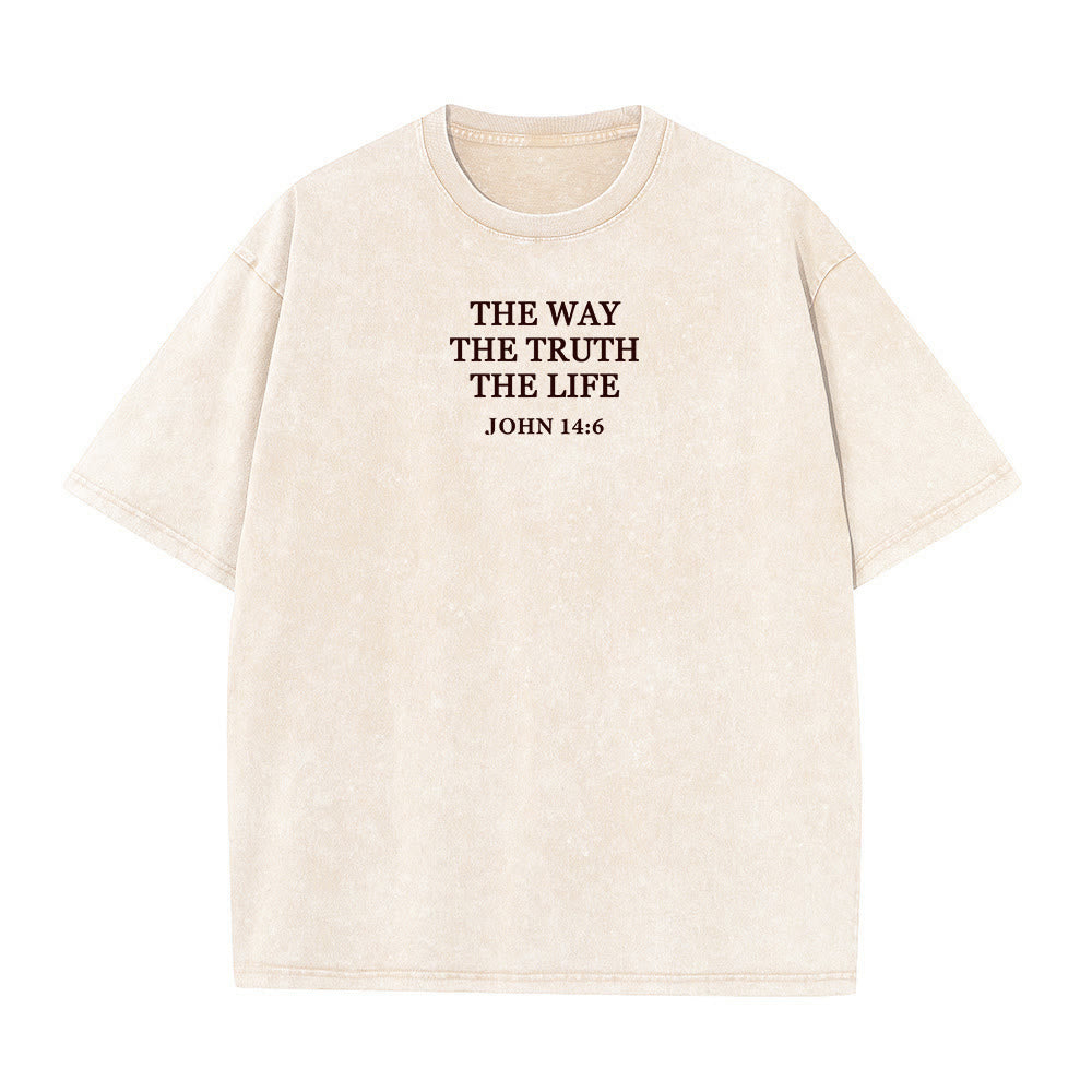 Christianartworkshop Jesus is The Way The Truth The Life - John 14:6 Washed T-Shirt - Apricot - 4XL - image 4