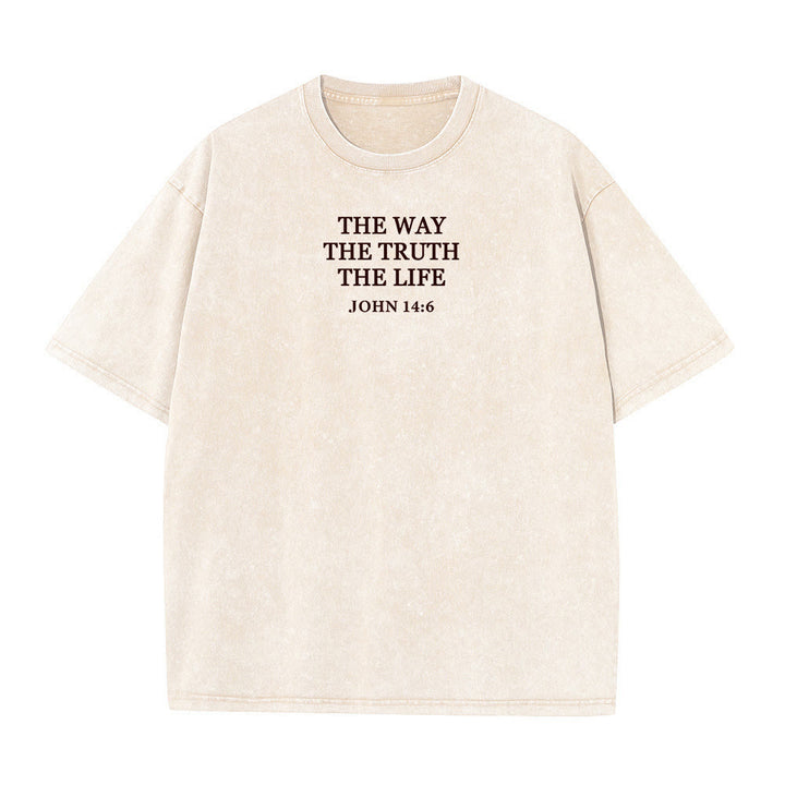 Christianartworkshop Jesus is The Way The Truth The Life - John 14:6 Washed T-Shirt - Apricot - 4XL - image 4