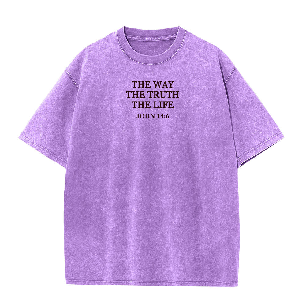 Christianartworkshop Jesus is The Way The Truth The Life - John 14:6 Washed T-Shirt - Purple - 4XL - image 9