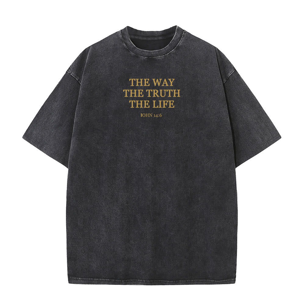 Christianartworkshop Jesus is The Way The Truth The Life - John 14:6 Washed T-Shirt - image 1