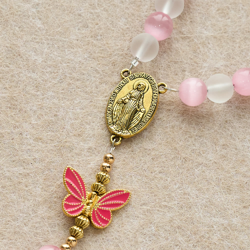 FREE Today: Purple Cat's Eye & Matte Glass Butterfly Blessed Rosary: Embody Sacred Love and Grace - image 17