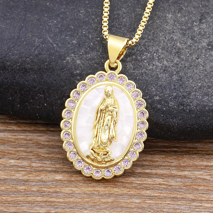 Christianartworkshop Soft-Hued Our Lady Necklace: Soothing Grace for Busy Days - White - image 4