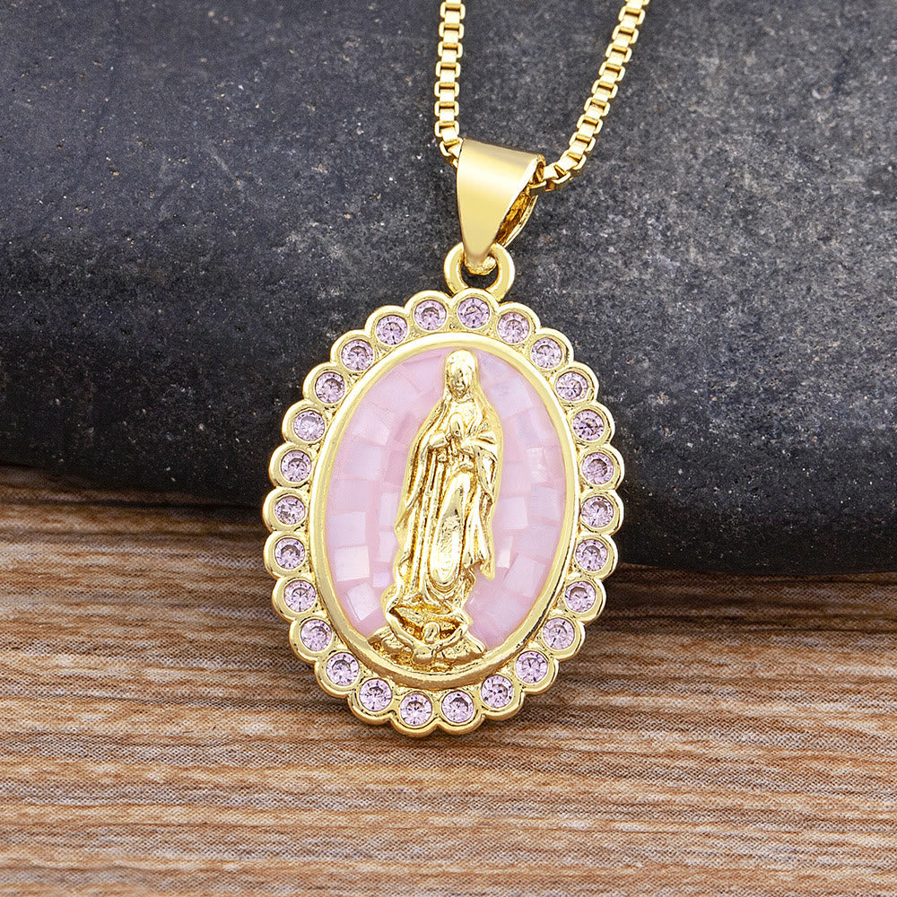 Christianartworkshop Soft-Hued Our Lady Necklace: Soothing Grace for Busy Days - Pink - image 6