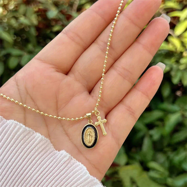FREE Today: Dual-Faith Our Lady & Cross Necklace: Steady Companion for Daily Belief - Black - image 8
