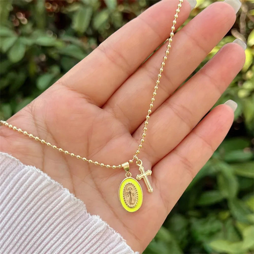 FREE Today: Dual-Faith Our Lady & Cross Necklace: Steady Companion for Daily Belief - Yellow - image 6