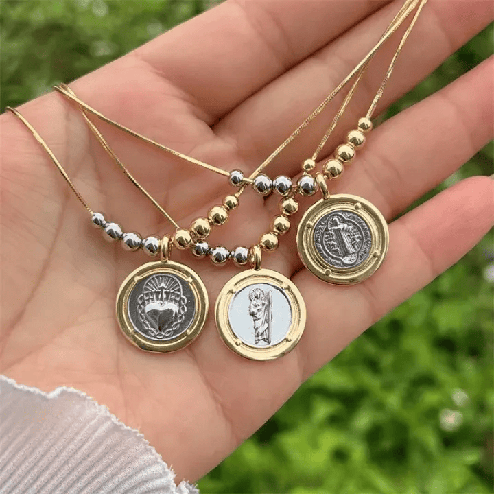 Christianartworkshop Sacred Heart/ St.Jude/ St. Benedict Pendant Necklace: Quiet Reminder of Their Steady Care - image 0