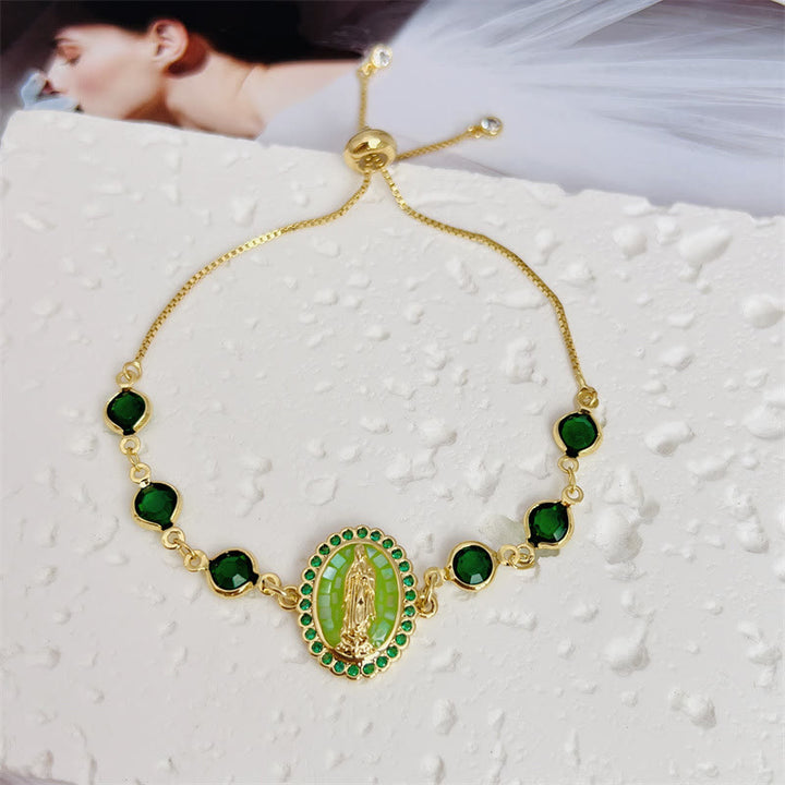 Christianartworkshop Multi-Color Zircon Our Lady Bracelet: Quiet Reminder of Her Care - Green - image 4