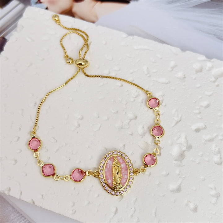 Christianartworkshop Multi-Color Zircon Our Lady Bracelet: Quiet Reminder of Her Care - Pink - image 6