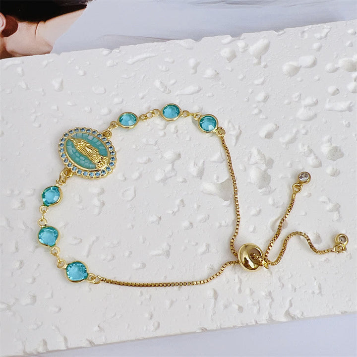 Christianartworkshop Multi-Color Zircon Our Lady Bracelet: Quiet Reminder of Her Care - Blue - image 5