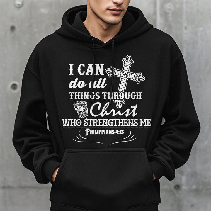 Christianartworkshop Quotation Style I Can Do All Things Fleece Lined Polyester Hoodie - image 1