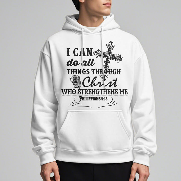 Christianartworkshop Quotation Style I Can Do All Things Fleece Lined Polyester Hoodie - image 4