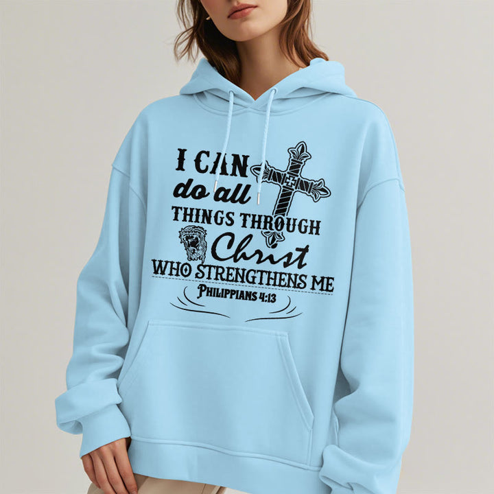 Christianartworkshop Quotation Style I Can Do All Things Fleece Lined Polyester Hoodie - image 17