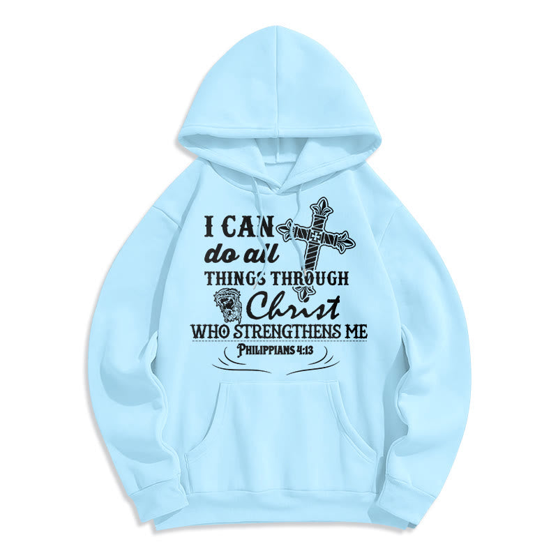 Christianartworkshop Quotation Style I Can Do All Things Fleece Lined Polyester Hoodie - Blue - 2XL - image 16