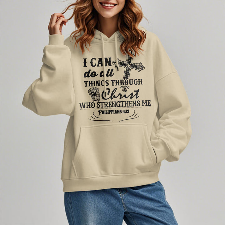 Christianartworkshop Quotation Style I Can Do All Things Fleece Lined Polyester Hoodie - image 8