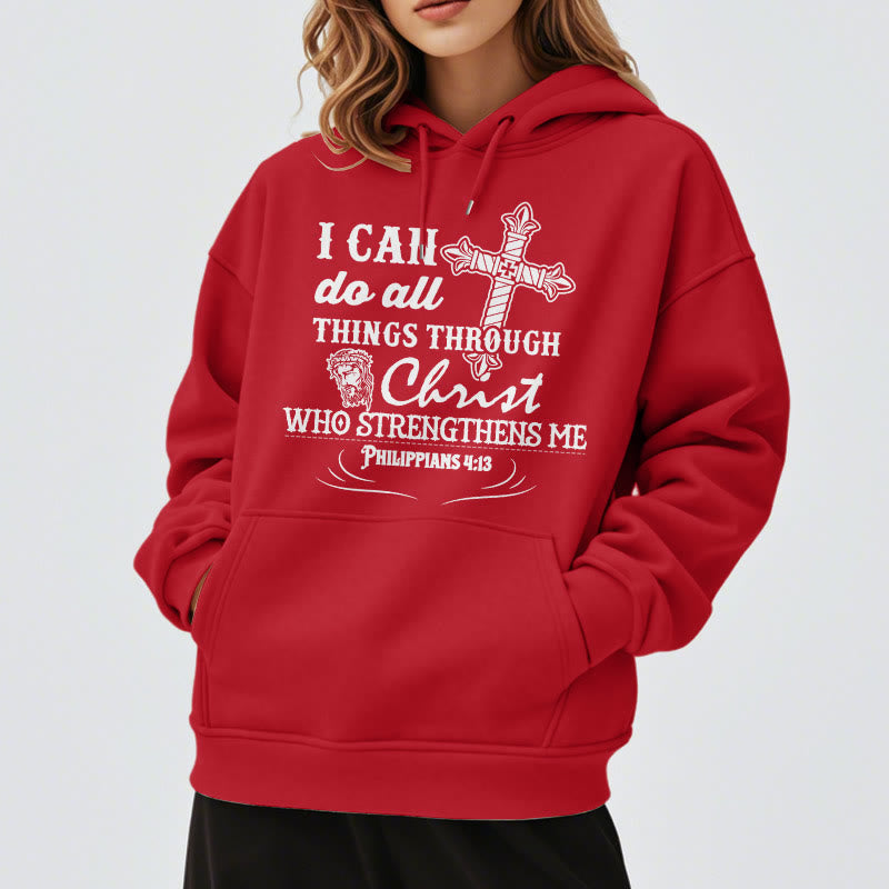 Christianartworkshop Quotation Style I Can Do All Things Fleece Lined Polyester Hoodie - image 22
