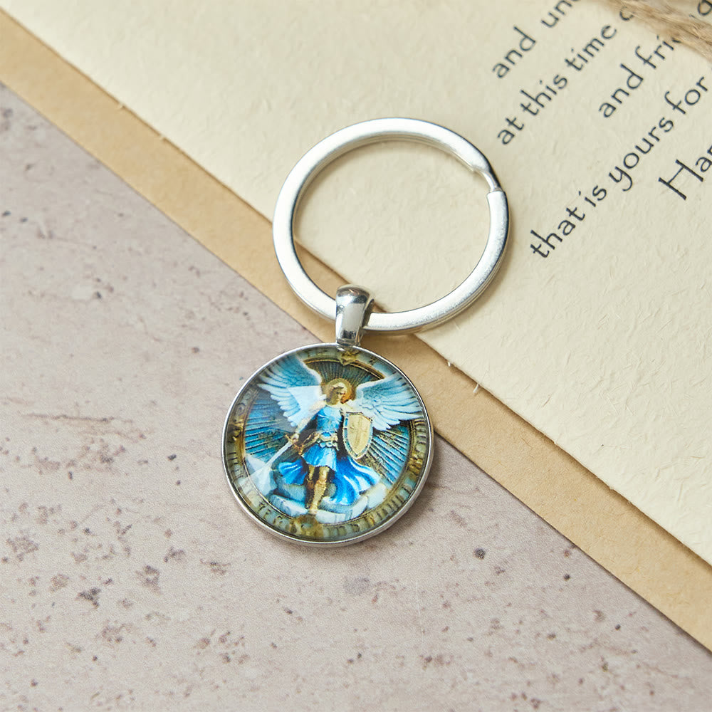 Christianartworkshop Classic Religious Armor Guardian Angel St. Micheal Keychain: Enduring Emblem of Heavenly Valor - image 1
