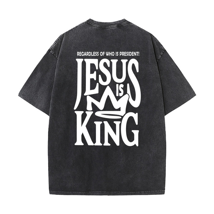 Christianartworkshop Jesus is King Statement Unisex Washed T-Shirt - image 9