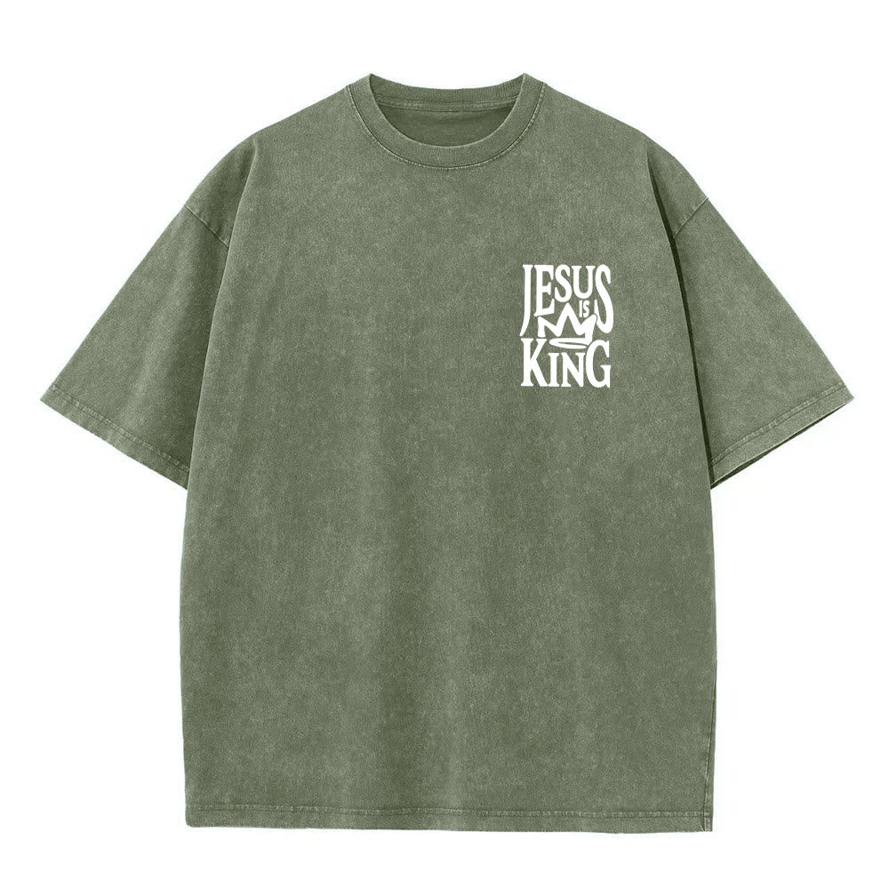 Christianartworkshop Jesus is King Statement Unisex Washed T-Shirt - image 22