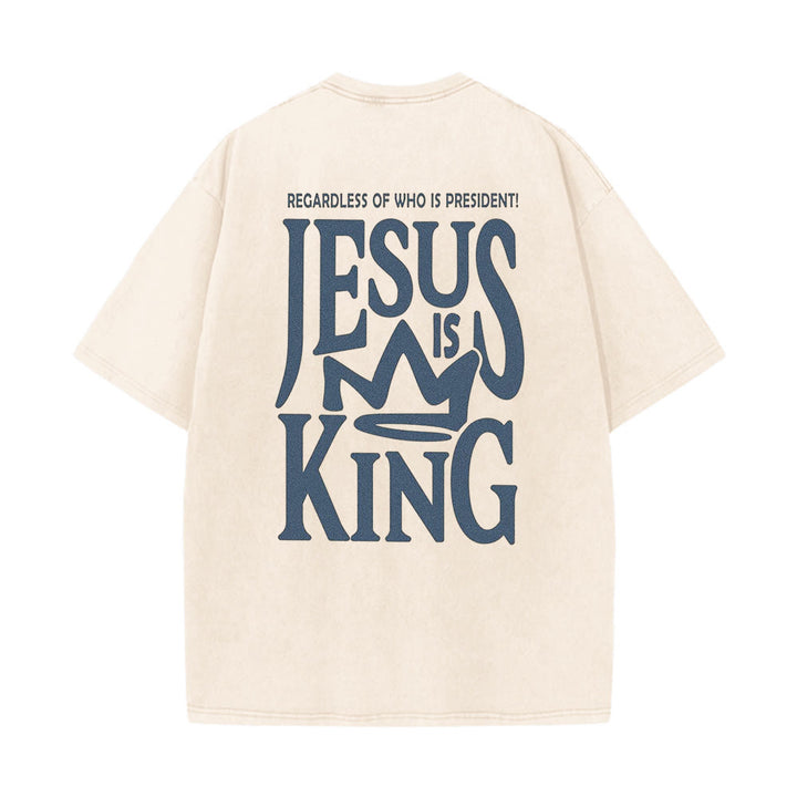 Christianartworkshop Jesus is King Statement Unisex Washed T-Shirt - image 3