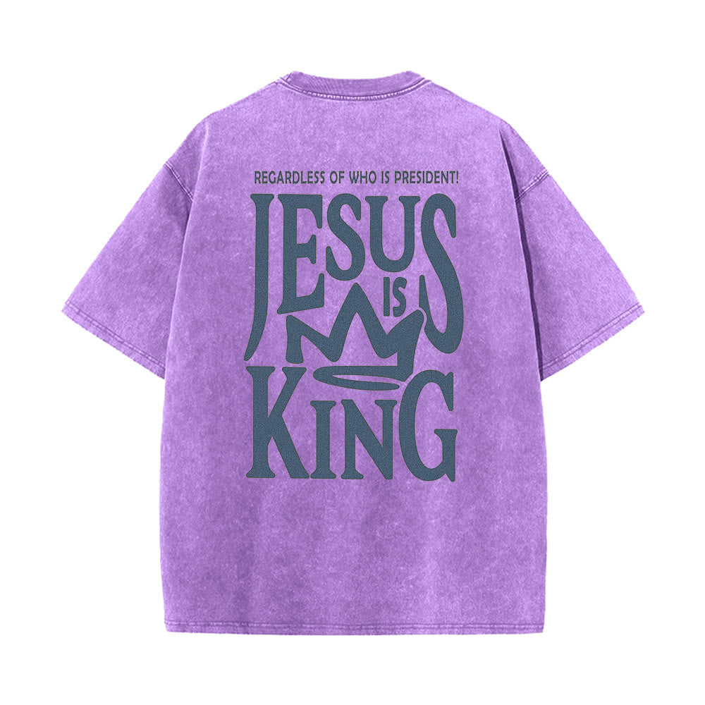 Christianartworkshop Jesus is King Statement Unisex Washed T-Shirt - image 12