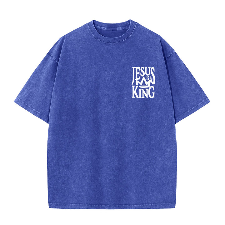 Christianartworkshop Jesus is King Statement Unisex Washed T-Shirt - image 1