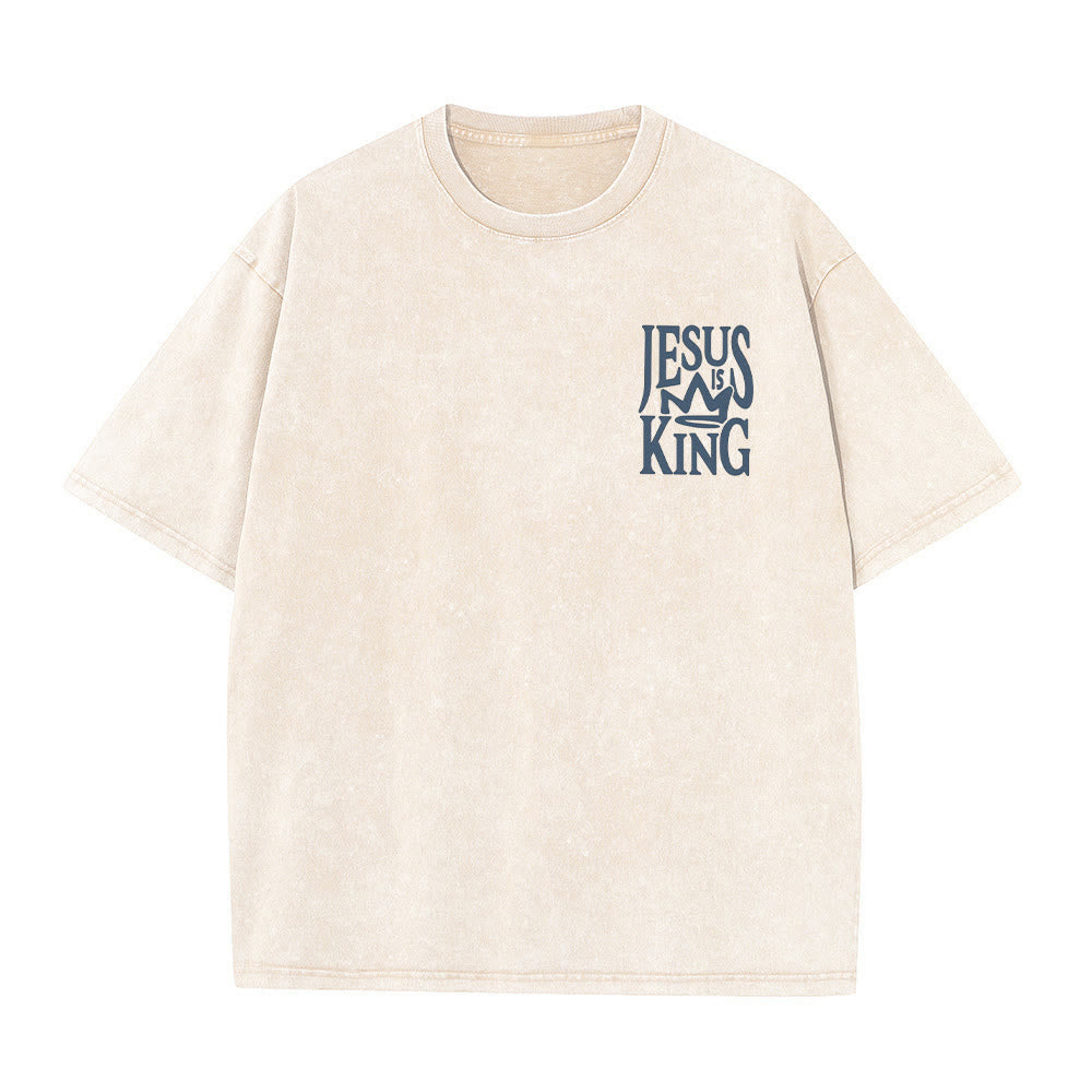 Christianartworkshop Jesus is King Statement Unisex Washed T-Shirt - image 4