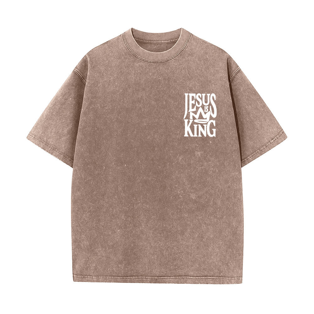Christianartworkshop Jesus is King Statement Unisex Washed T-Shirt - image 25
