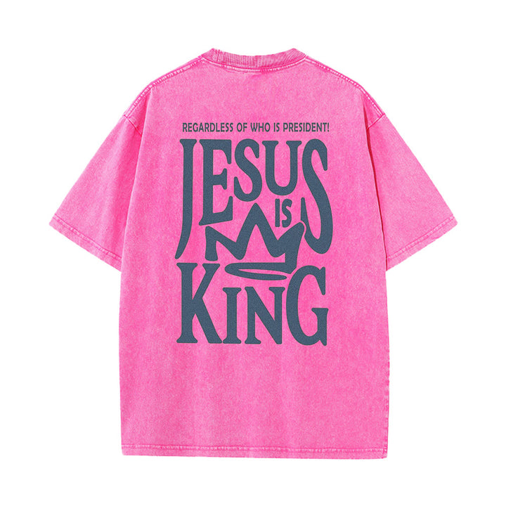 Christianartworkshop Jesus is King Statement Unisex Washed T-Shirt - image 6