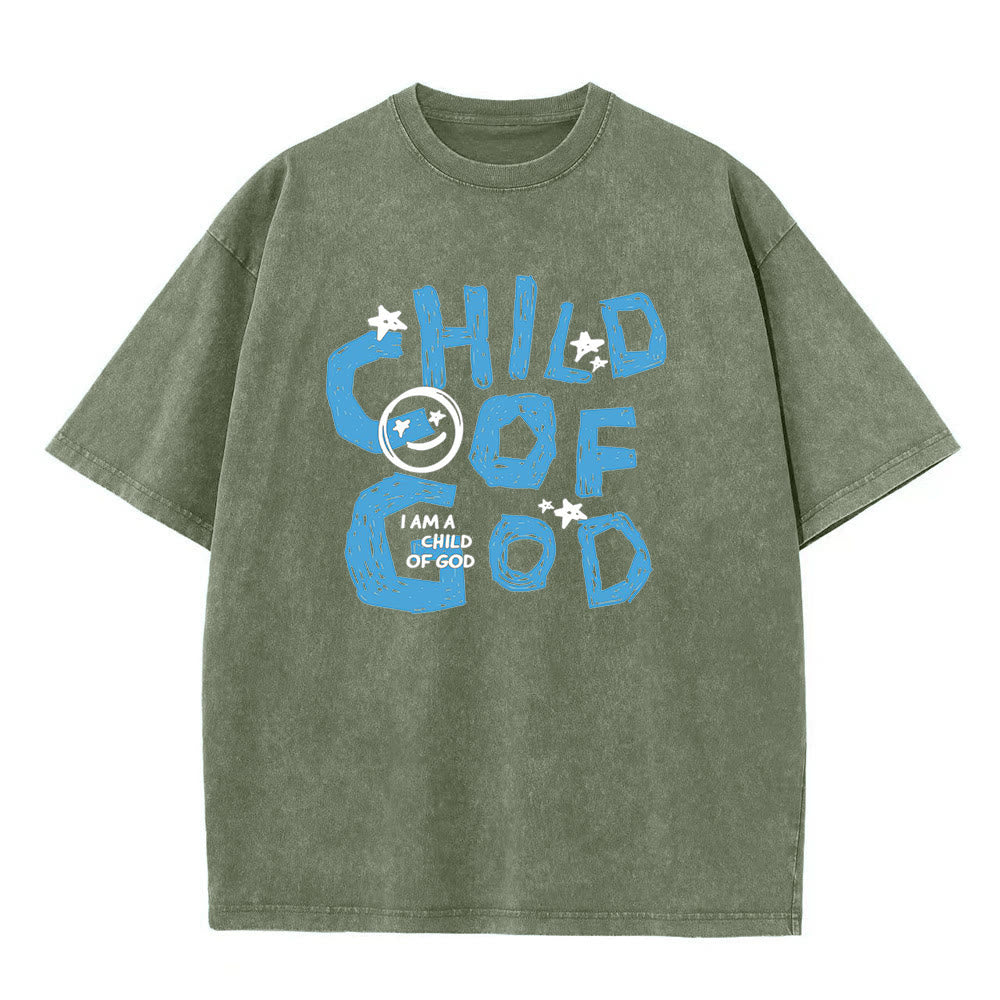 Christianartworkshop Child of God Unisex Washed T-Shirt - Army Green - 5XL - image 4