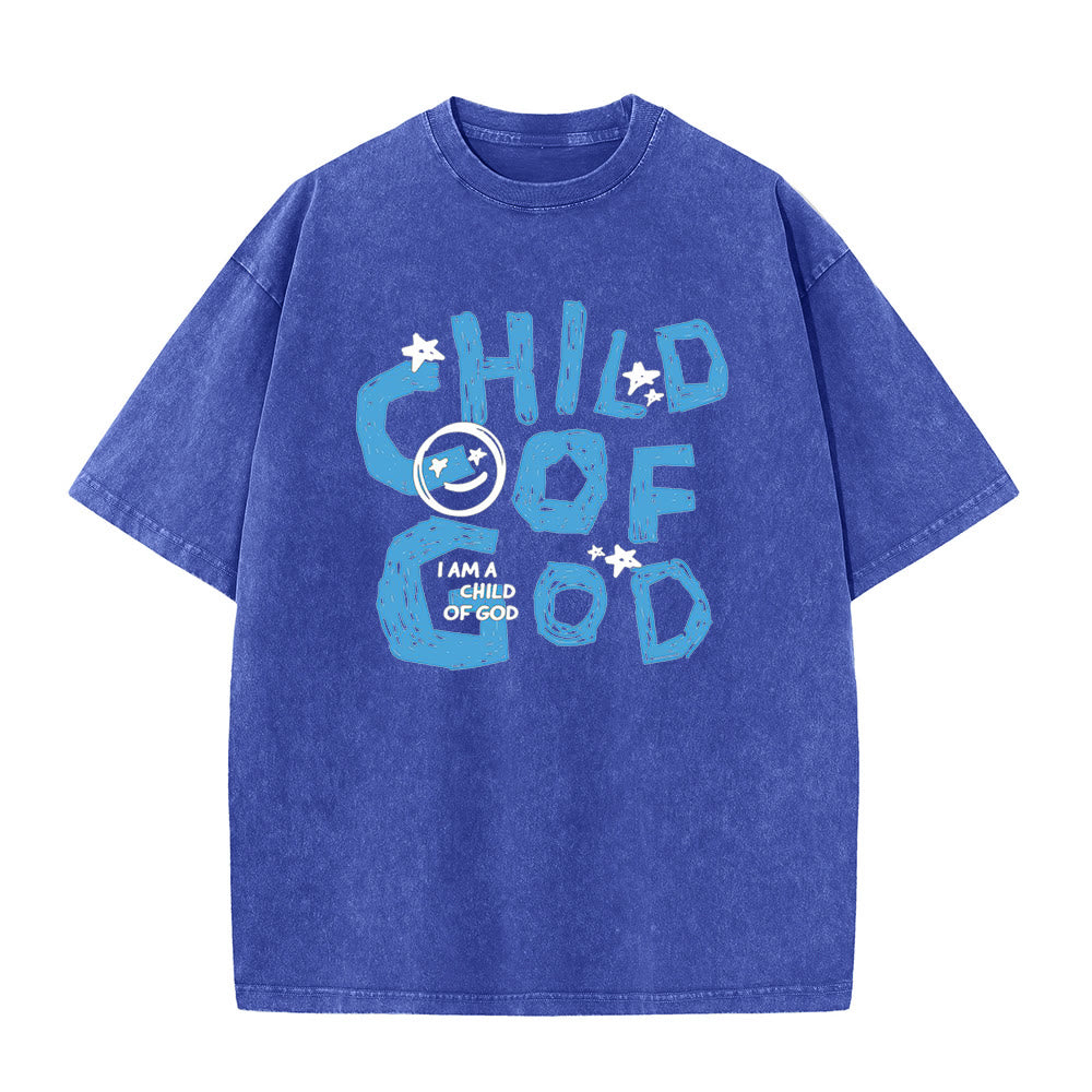 Christianartworkshop Child of God Unisex Washed T-Shirt - Blue - 5XL - image 9