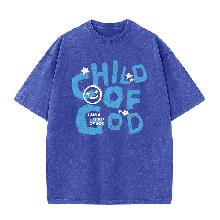 Christianartworkshop Child of God Unisex Washed T-Shirt - Blue - 5XL - image 9