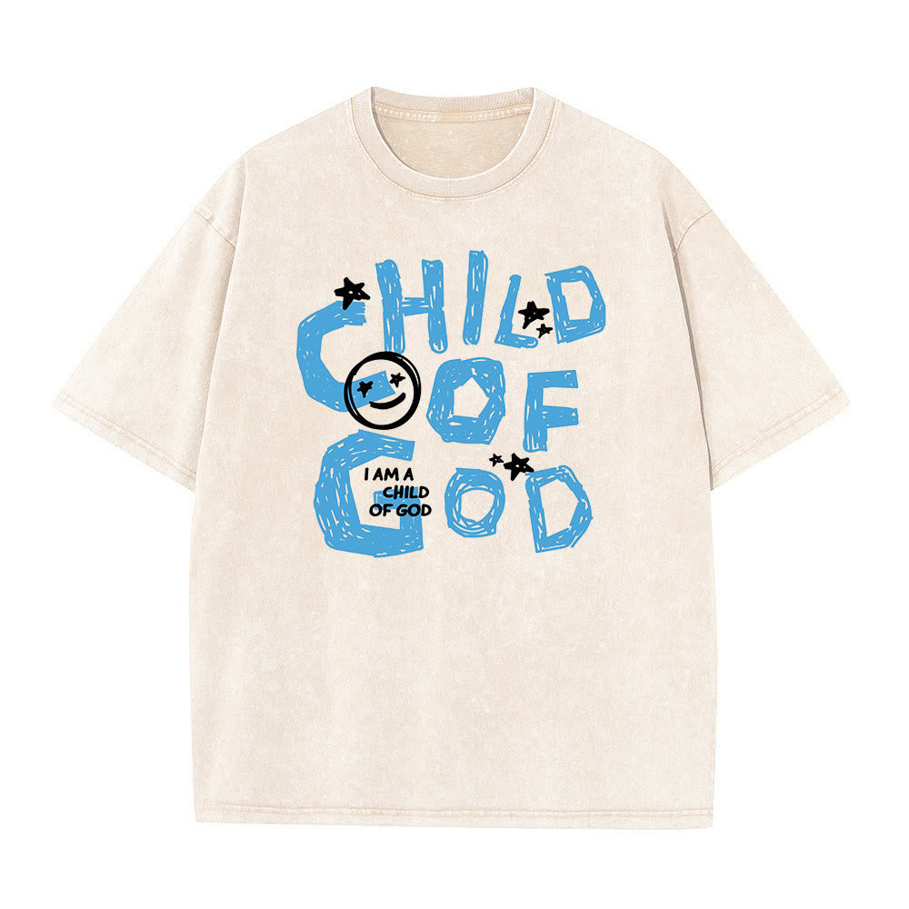 Christianartworkshop Child of God Unisex Washed T-Shirt - Apricot - 5XL - image 2