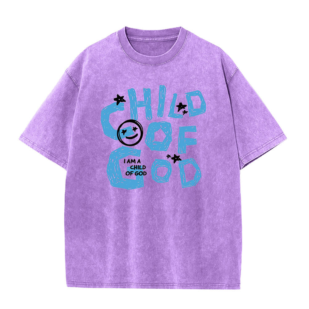 Christianartworkshop Child of God Unisex Washed T-Shirt - Purple - 5XL - image 6