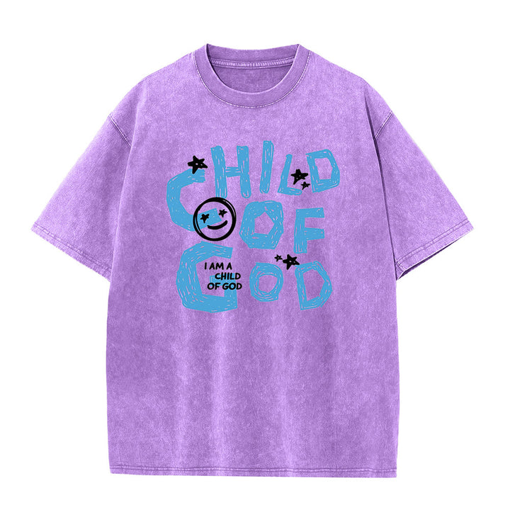 Christianartworkshop Child of God Unisex Washed T-Shirt - Purple - 5XL - image 6