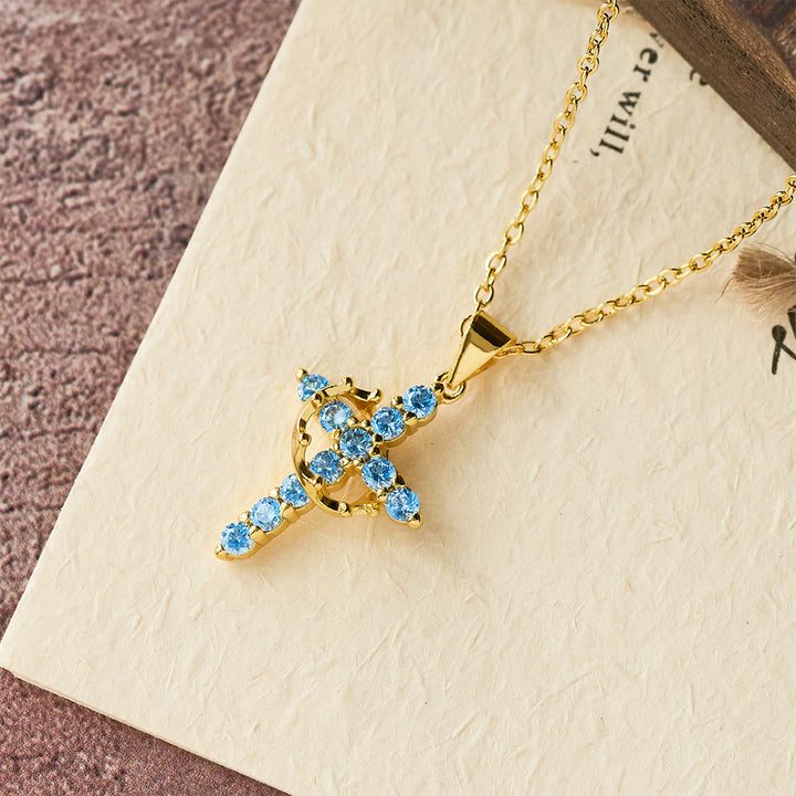 Christianartworkshop Faith - Symbol Cross Necklace with Monthly Birthstone Accents - December - image 17