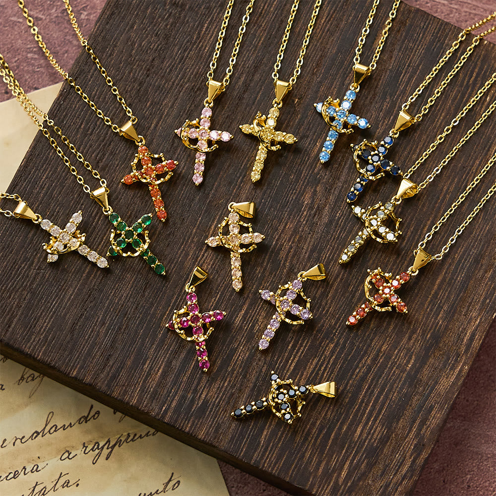 Christianartworkshop Faith - Symbol Cross Necklace with Monthly Birthstone Accents - image 0