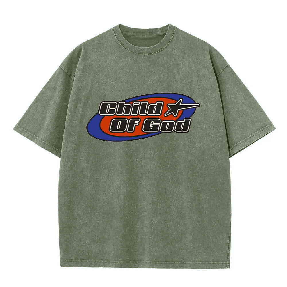 Christianartworkshop Child of God Graphic Unisex Washed T-Shirt - Army Green - 5XL - image 8