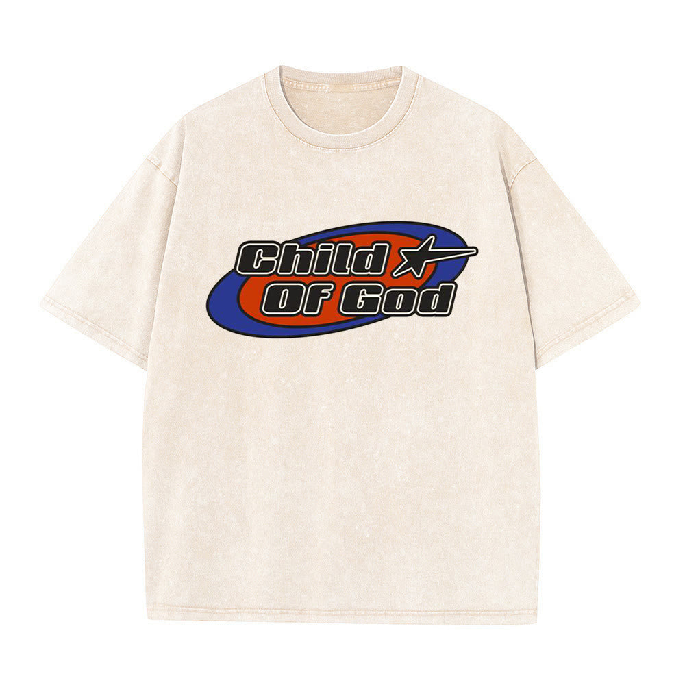 Christianartworkshop Child of God Graphic Unisex Washed T-Shirt - Apricot - 5XL - image 0