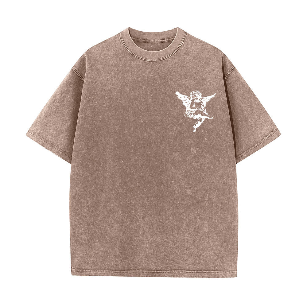 Christianartworkshop Inspired Blessed T-Shirt with Cherub Design Unisex Washed T-Shirt - image 16