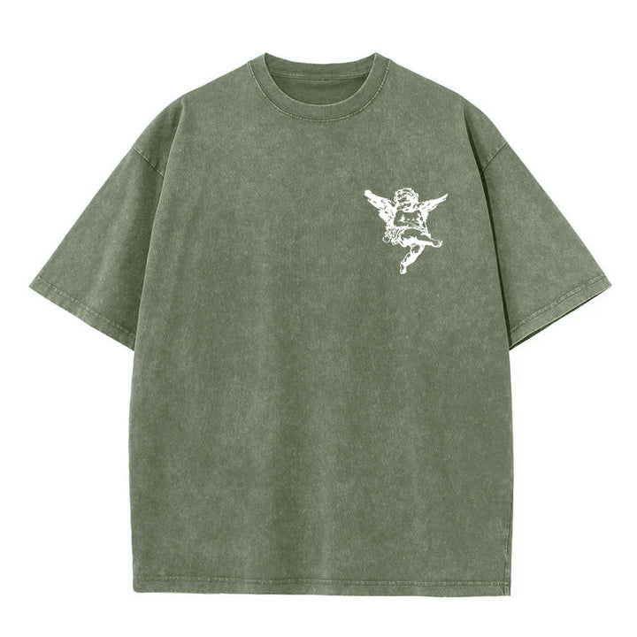 Christianartworkshop Inspired Blessed T-Shirt with Cherub Design Unisex Washed T-Shirt - image 10