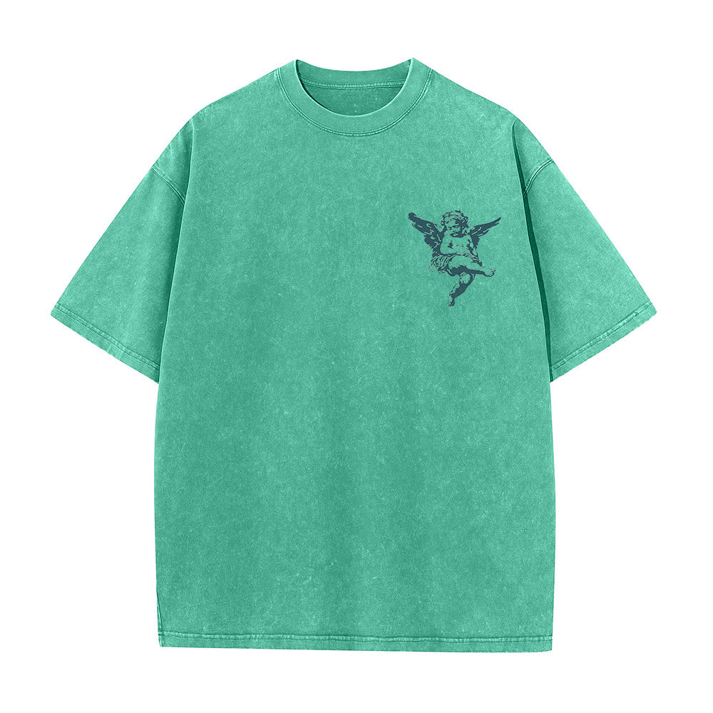 Christianartworkshop Inspired Blessed T-Shirt with Cherub Design Unisex Washed T-Shirt - image 7