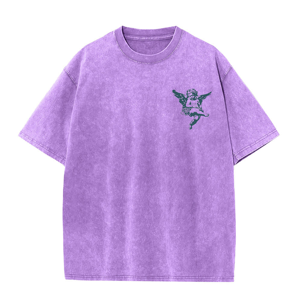 Christianartworkshop Inspired Blessed T-Shirt with Cherub Design Unisex Washed T-Shirt - image 22