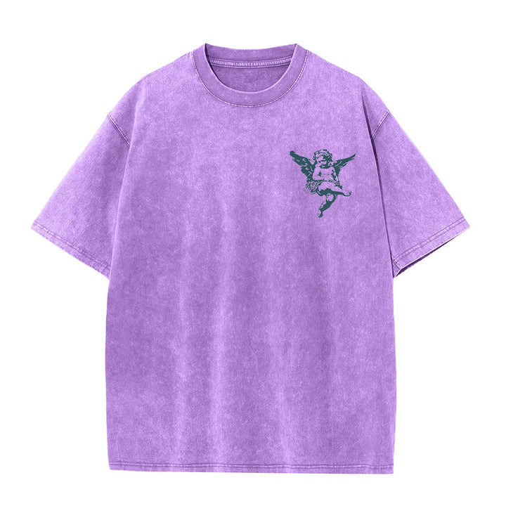 Christianartworkshop Inspired Blessed T-Shirt with Cherub Design Unisex Washed T-Shirt - image 22
