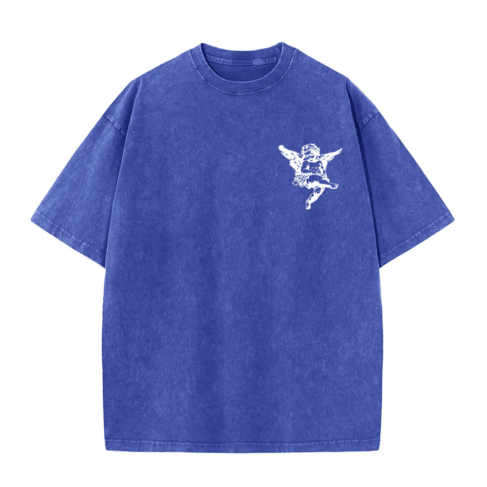 Christianartworkshop Inspired Blessed T-Shirt with Cherub Design Unisex Washed T-Shirt - image 25