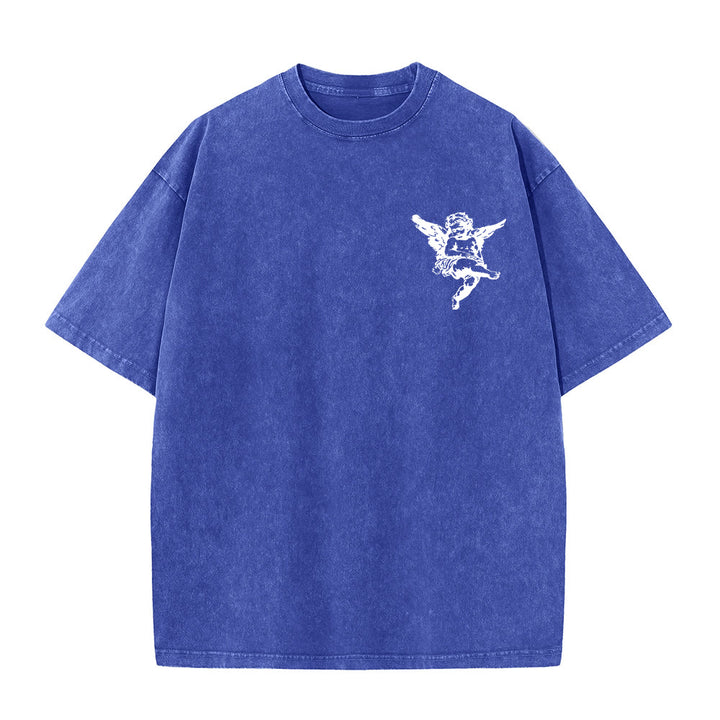 Christianartworkshop Inspired Blessed T-Shirt with Cherub Design Unisex Washed T-Shirt - image 18