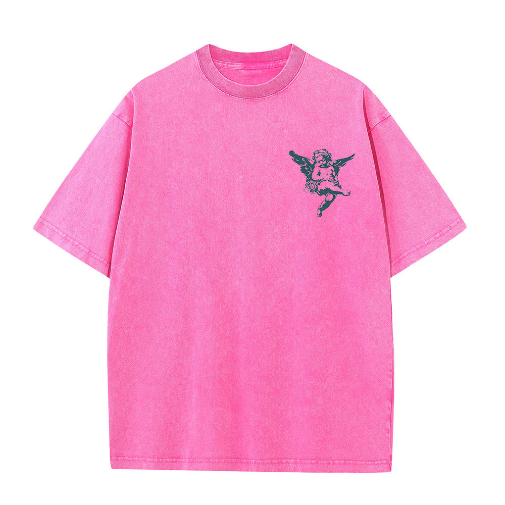 Christianartworkshop Inspired Blessed T-Shirt with Cherub Design Unisex Washed T-Shirt - image 19