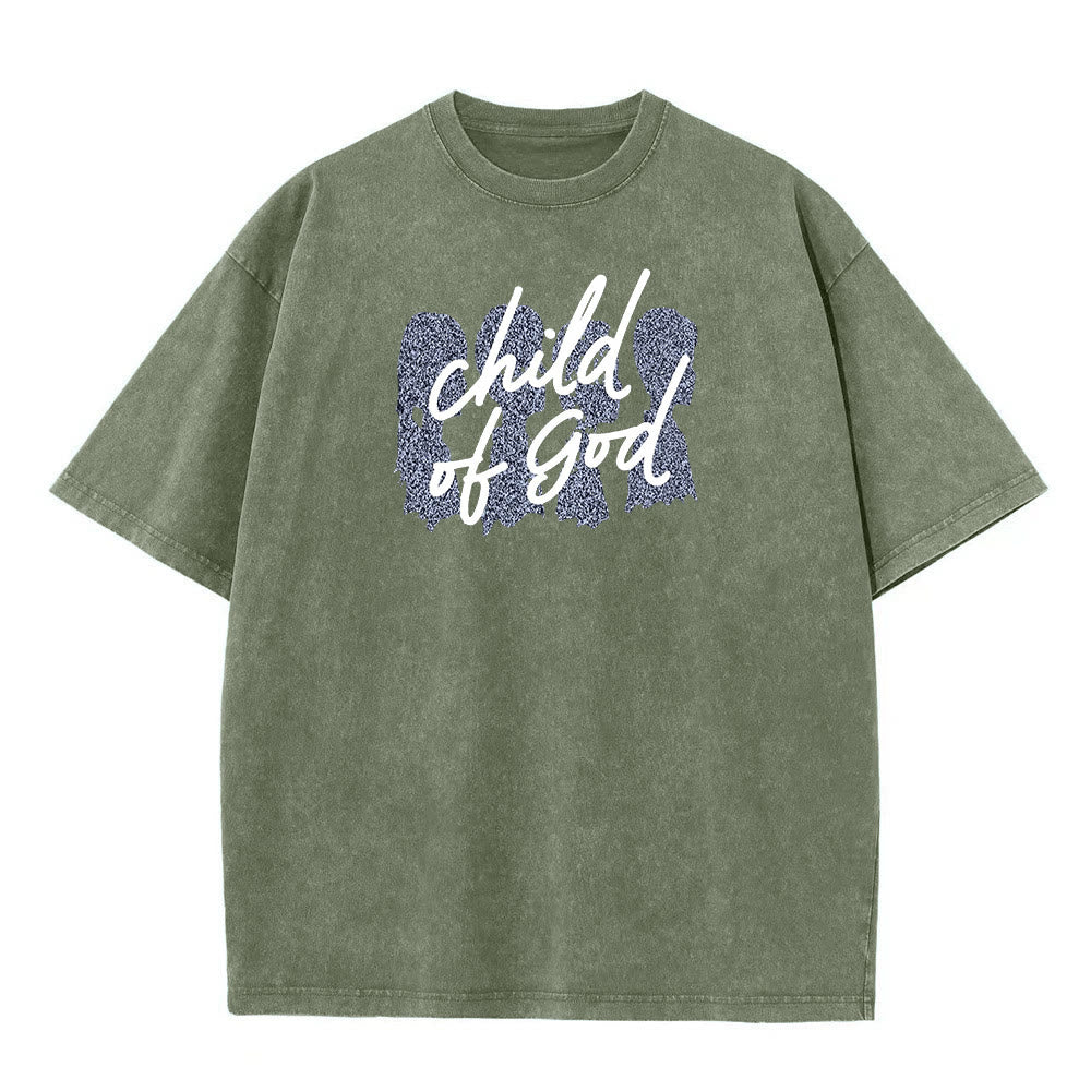 Christianartworkshop Child of God Unisex Washed T-Shirt - Army Green - 5XL - image 3